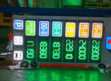 Bảng Led 7 Đoạn Giá Xăng Size 390x160mm - Trụ 3.8m