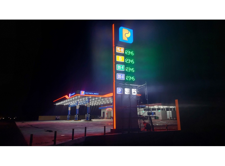 Bảng Led 7 Đoạn Giá Xăng Size Lớn 1270x470mm - Trụ 8m6